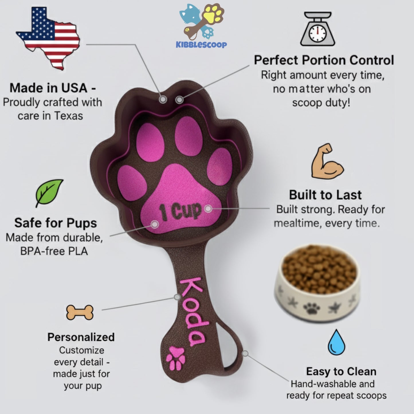 Personalized Paw Shaped Dog Food Scoop